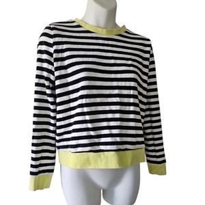 Reserved Black White Striped Sweatshirt Yellow Trim Reserved Eco Aware Sz.S